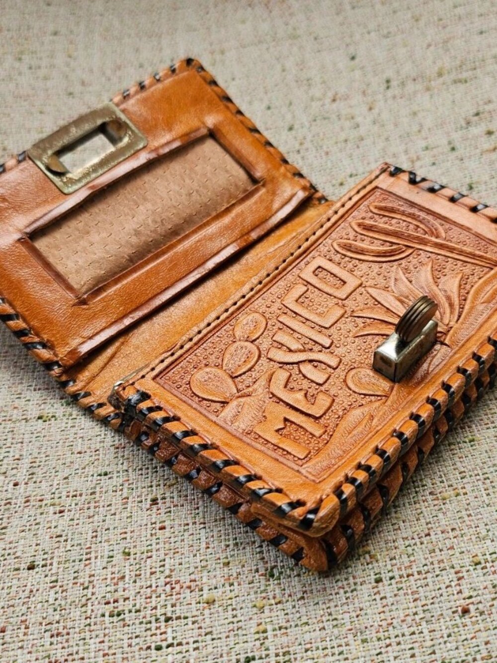 Mexico Handmade Wallet Genuine Leather Coin Puruse Card Holder Purse - Picture 3 of 12